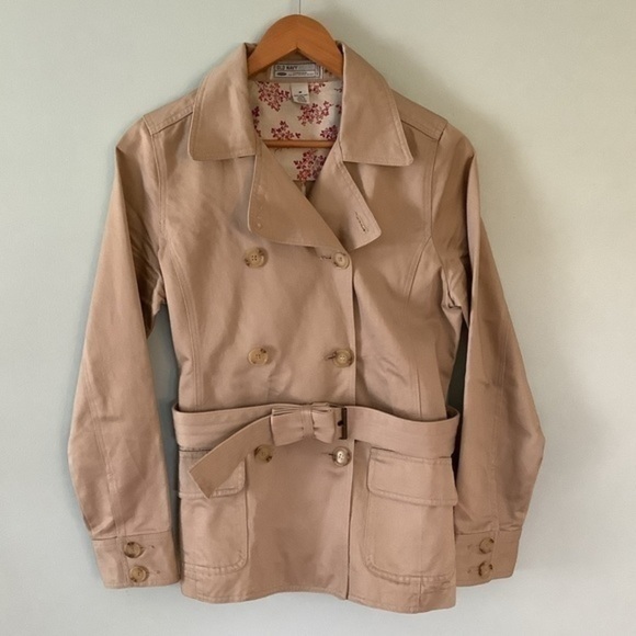 Old Navy short/mini trench Coat BEIGE size Medium - Picture 13 of 14